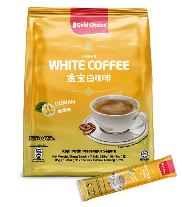 Gold Choice Inst White Coffee - Durian 金宝即溶榴莲味白咖啡 24x15x35g