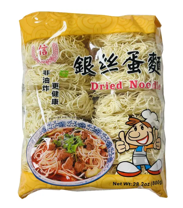 TRUST Dried Noodle - Silver Egg Noodles 信牌 银丝蛋面 12x800g