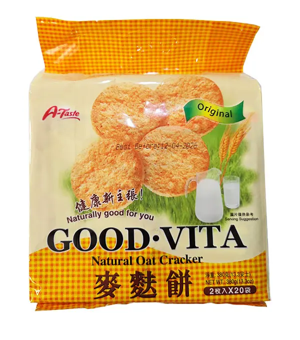 A-TASTE Natural Oath Cracker Original  A-TASTE 原味麦麸饼 12x380g