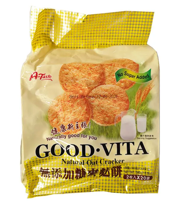 A-TASTE Natural Oath Cracker No Sugar Added 无糖麦麸饼 12x380g